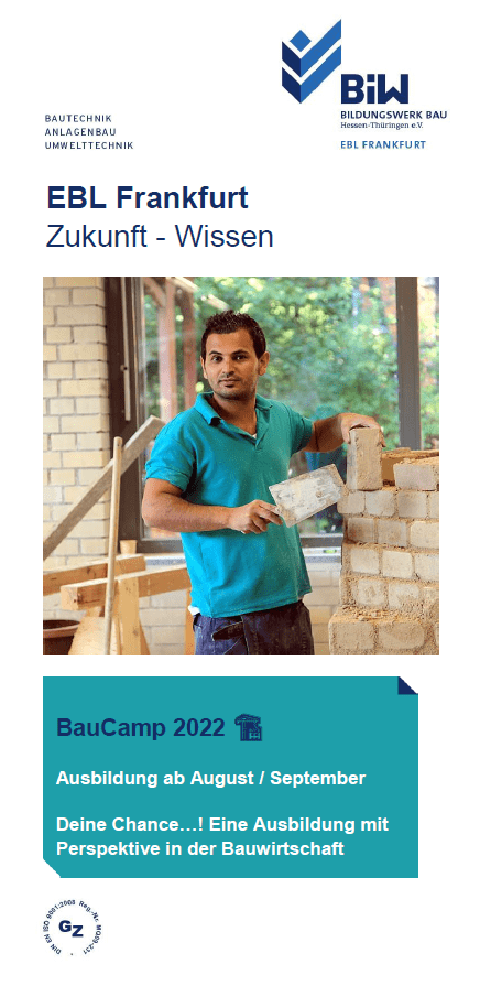 Plakat zum BauCamp 2022 der EBL Frankfurt